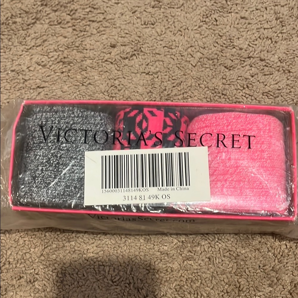 Victoria's Secret Pink and Gray Sock Trio